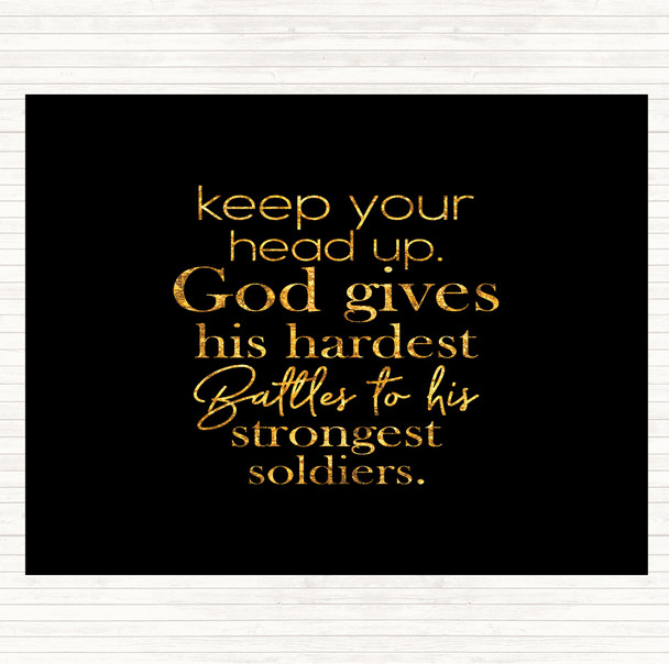 Black Gold Head Up Quote Dinner Table Placemat