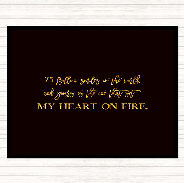 Black Gold Heart On Fire Quote Mouse Mat Pad