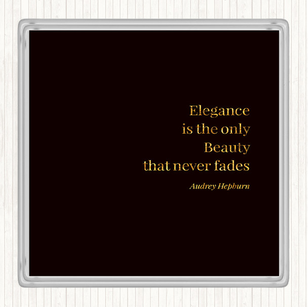 Black Gold Audrey Hepburn Elegance Quote Drinks Mat Coaster