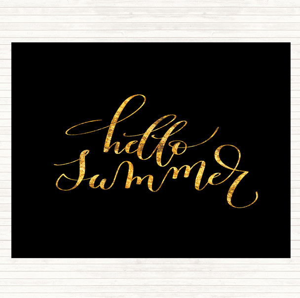 Black Gold Hello Summer Quote Mouse Mat Pad