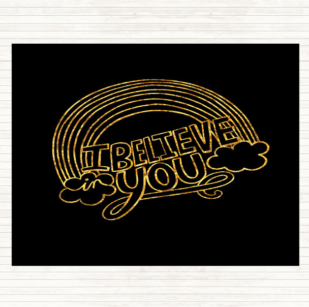 Black Gold I Believe Unicorn Quote Mouse Mat Pad