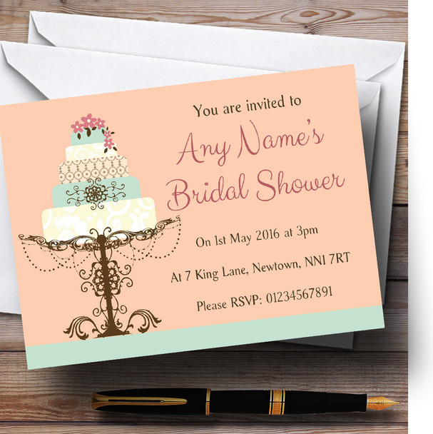 Classical Cake Beautiful Personalised Bridal Shower Party Invitations