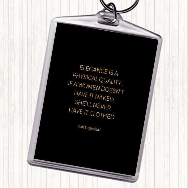 Black Gold Karl Lagerfield Elegance Quote Bag Tag Keychain Keyring