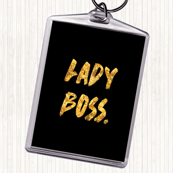 Black Gold Lady Boss Quote Bag Tag Keychain Keyring