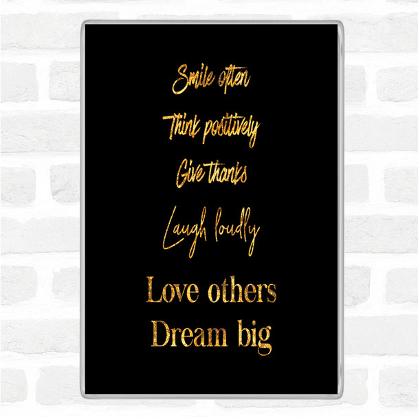 Black Gold Laugh Loudly Quote Jumbo Fridge Magnet