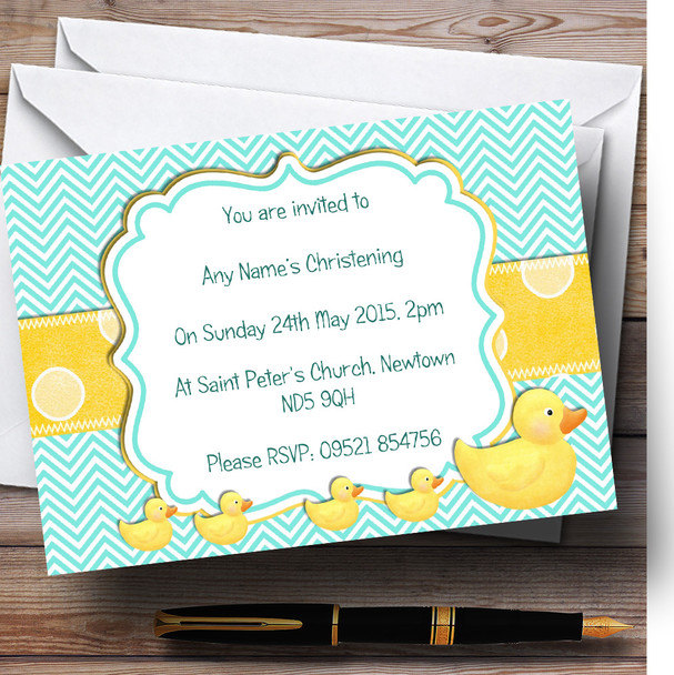 Rubber Duckling Christening Party Personalised Invitations