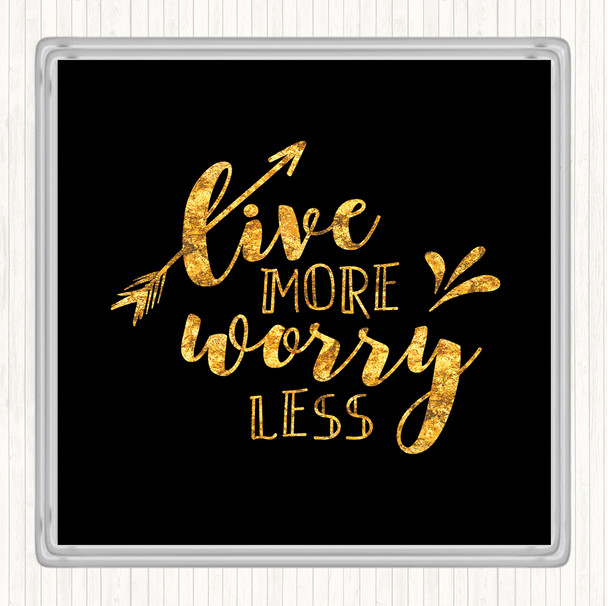 Black Gold Live More Arrow Quote Drinks Mat Coaster