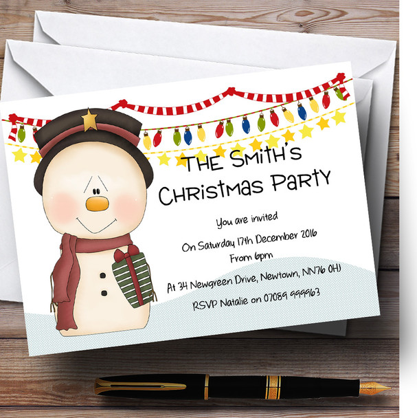 Sweet Snowman Personalised Christmas Party Invitations