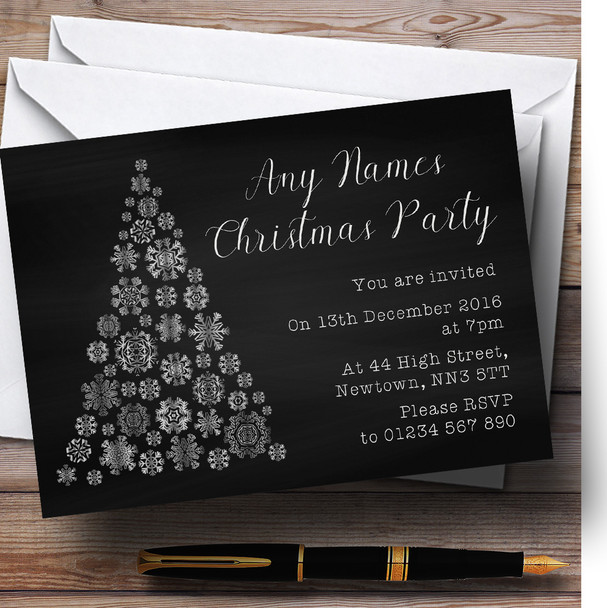 Silver Snowflake Xmas Tree Personalised Christmas Party Invitations