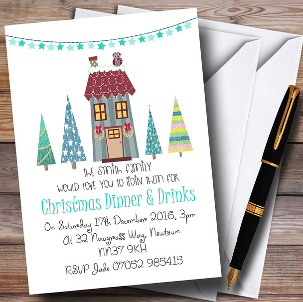 Xmas Dinner & Drinks Personalised Christmas Party Invitations