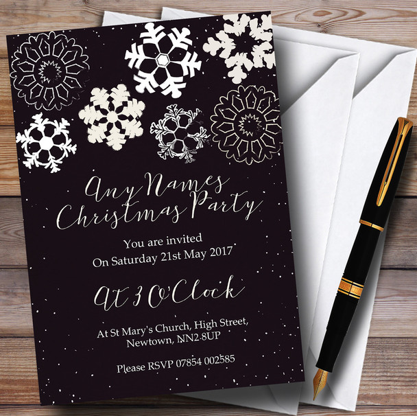 Chalk Effect Snowflakes Personalised Christmas Party Invitations