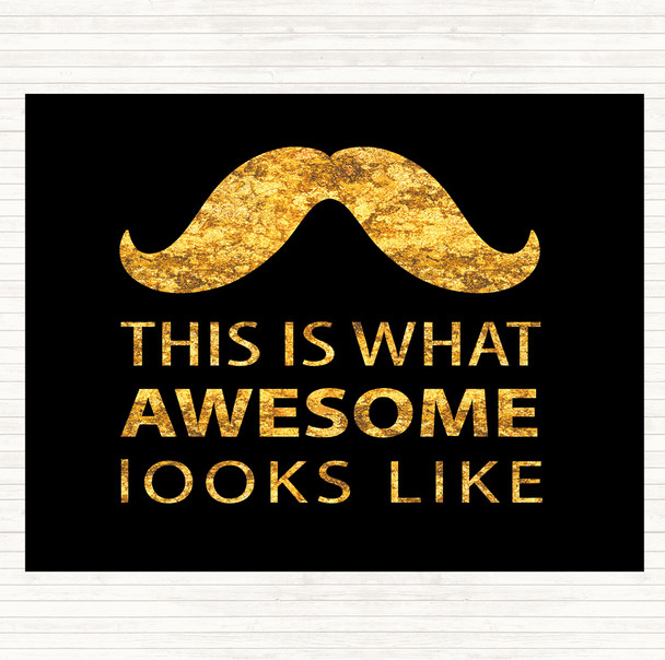 Black Gold Mustache Quote Dinner Table Placemat