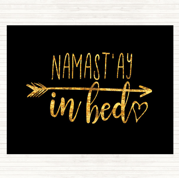 Black Gold Namaste Quote Dinner Table Placemat