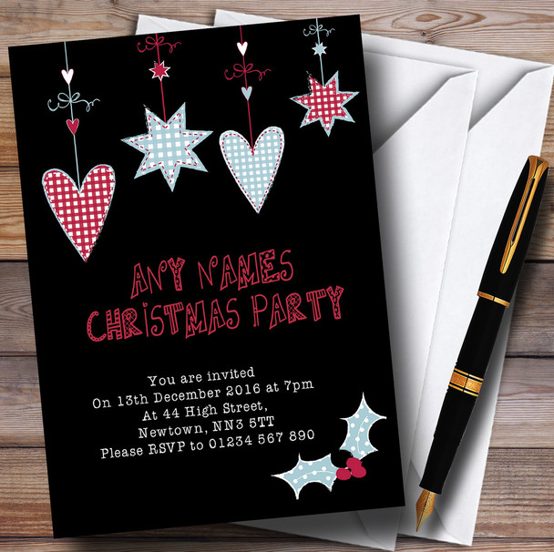 Dangling Hearts Personalised Christmas Party Invitations