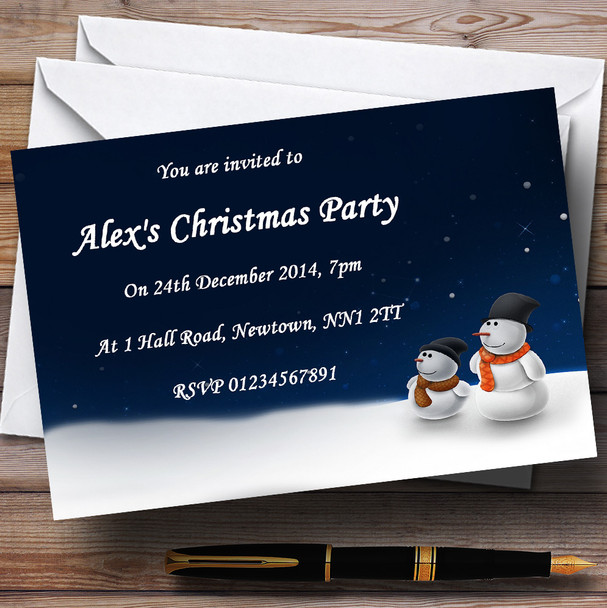 Snowmen Personalised Christmas Party Invitations