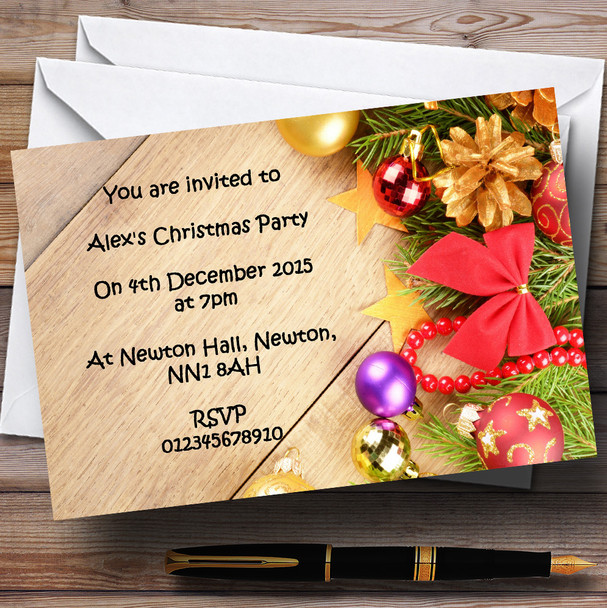 Xmas Decorations Personalised Christmas Party Invitations