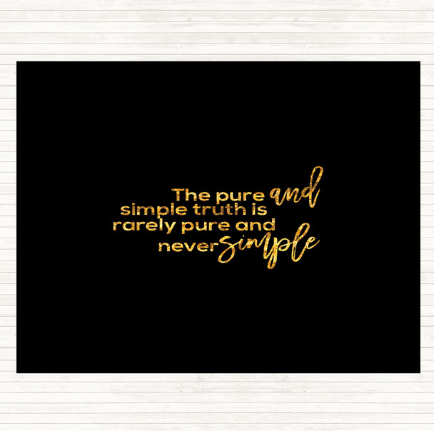 Black Gold Pure And Simple Quote Dinner Table Placemat