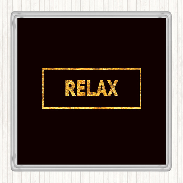 Black Gold Relax Boxed Quote Drinks Mat Coaster