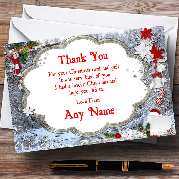 Silver Frames Personalised Christmas Party Thank You Cards