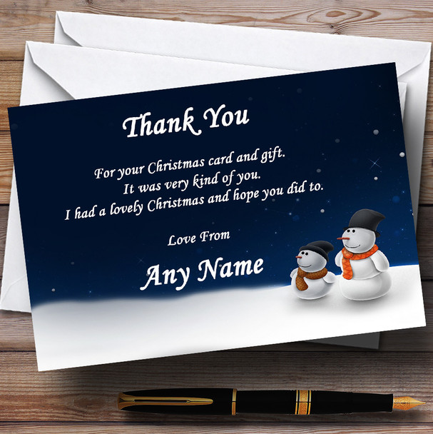 Snowmen Personalised Christmas Party Thank You Cards