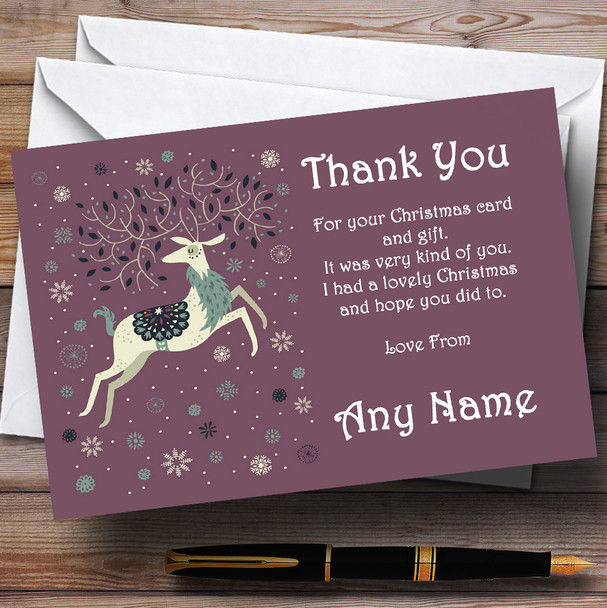 Xmas Reindeer Personalised Christmas Party Thank You Cards