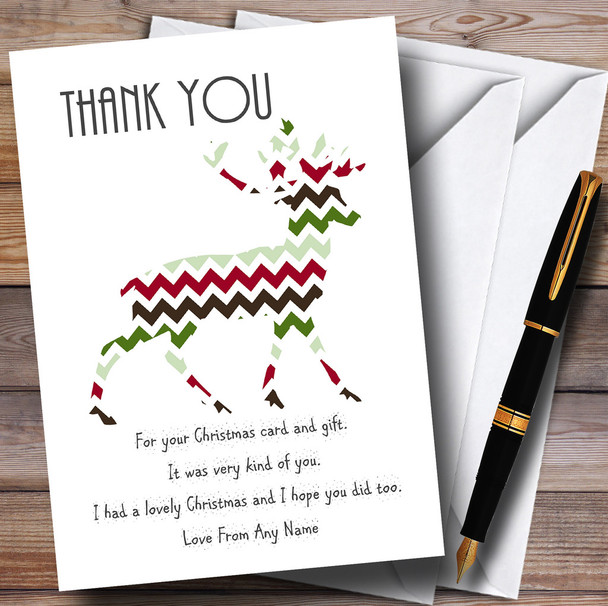 Vintage Reindeer Personalised Christmas Thank You Cards