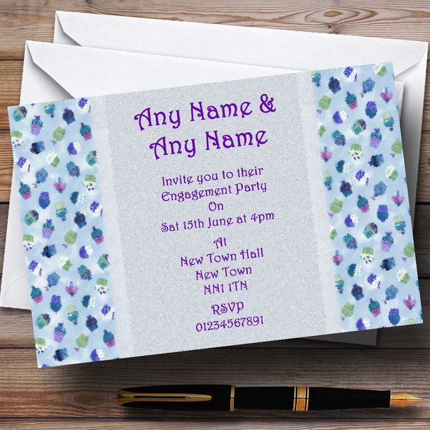 Blue Purple Cupcake Engagement Party Personalised Invitations