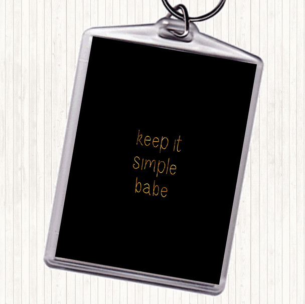 Black Gold Simple Babe Quote Bag Tag Keychain Keyring