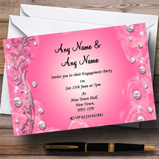 Pretty Pink Diamond Engagement Party Personalised Invitations