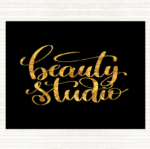 Black Gold Beauty Studio Quote Dinner Table Placemat