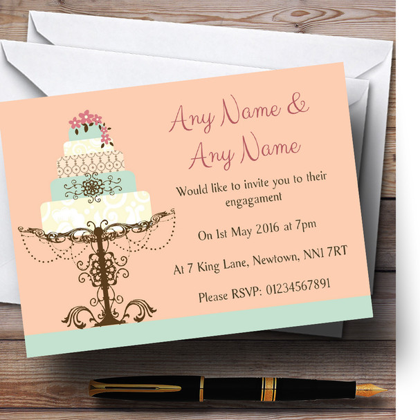 Classical Cake Beautiful Personalised Engagement Party Invitations