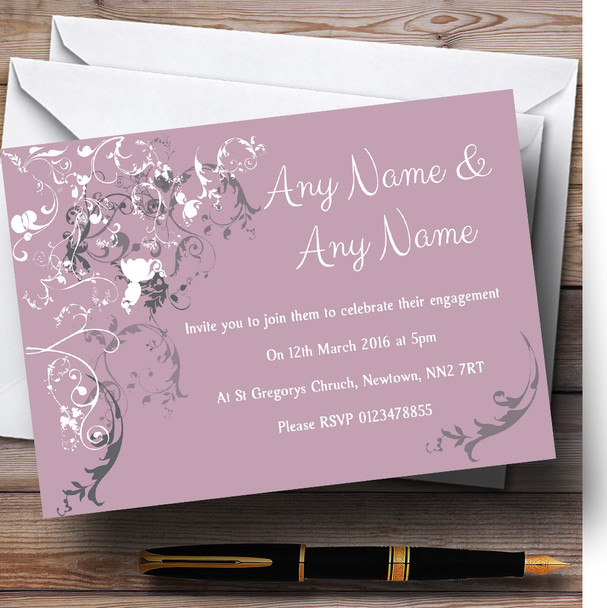 Lilac Vintage Shabby Chic Pattern Personalised Engagement Party Invitations