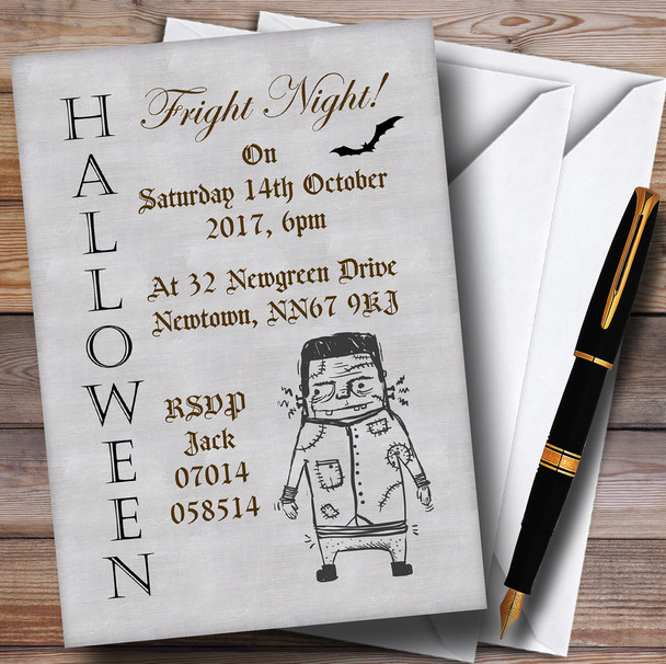 Zombie Fright Night Personalised Halloween Party Invitations