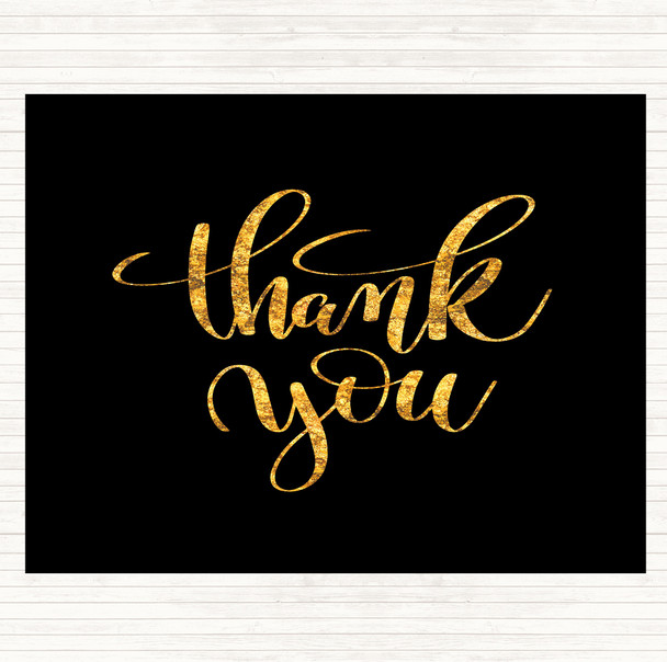 Black Gold Thank You Swirl Quote Mouse Mat Pad