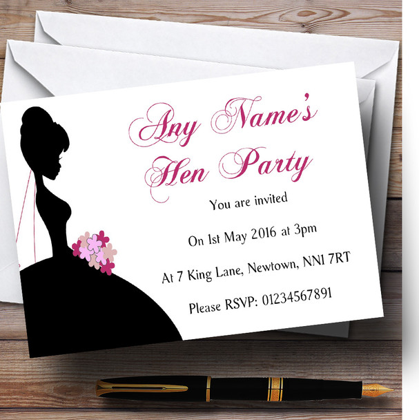 Bride Shadow Personalised Hen Party Invitations