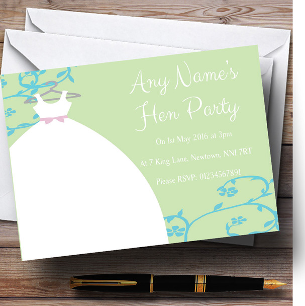 Green Blue Personalised Hen Party Invitations
