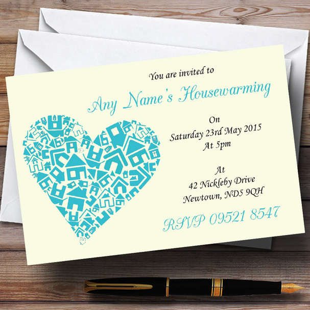 Heart New Home Housewarming Party Personalised Invitations