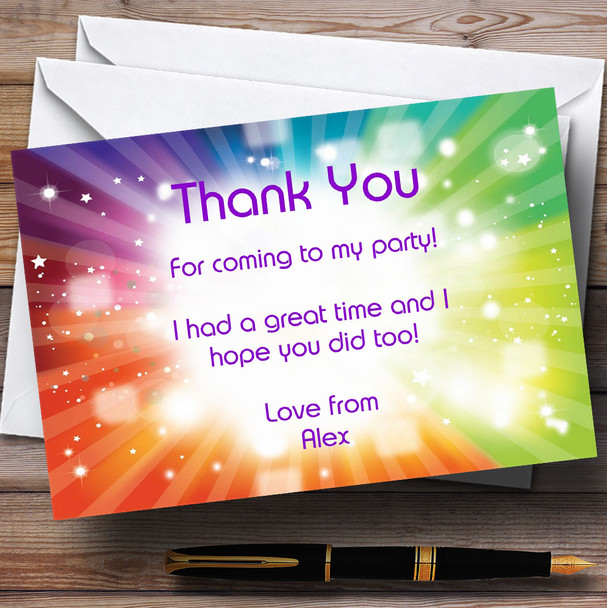 Rainbow Colours And Stars Personalised Party Thank You Cards