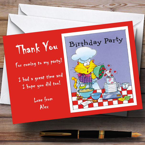 Cooking Cake Baking Personalised Party Thank You Cards