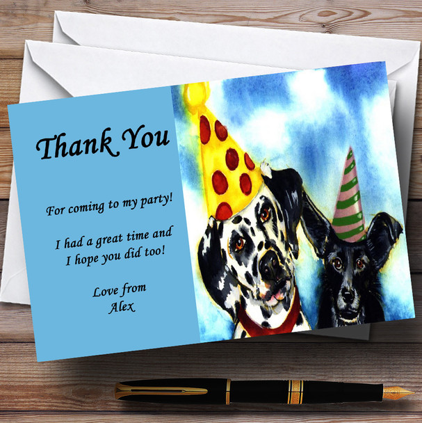 Lovely Blue Dogs Personalised Party Thank You Cards