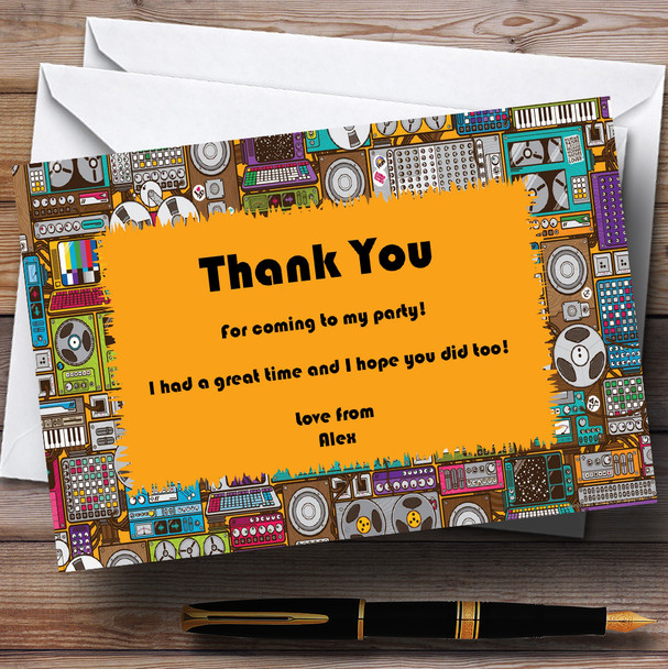 Vintage Retro Music Personalised Party Thank You Cards