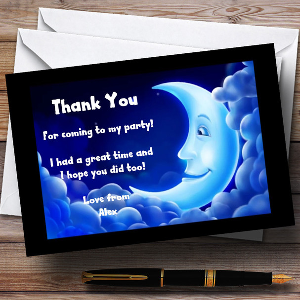 Moon Slumber Sleepover Pyjama Personalised Party Thank You Cards