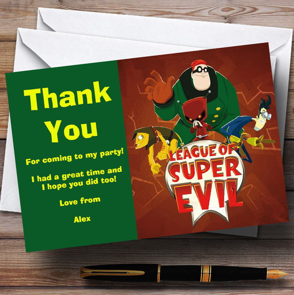 League Of Super Evil Personalised Children's Birthday Party Thank You Cards