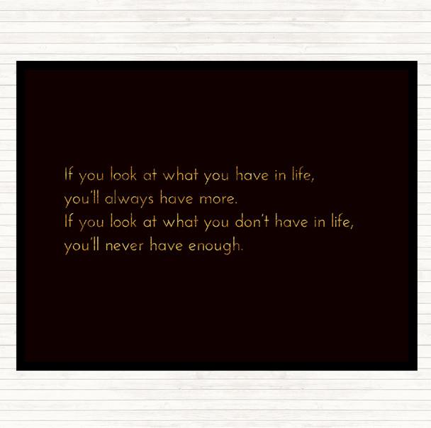 Black Gold What You Have In Life Quote Mouse Mat Pad