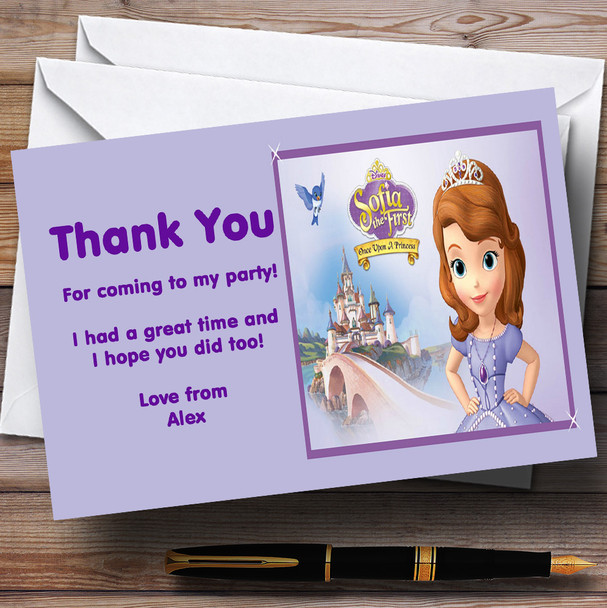 Sofia e First Princess Personalised Children's Birthday Party Thank You Cards