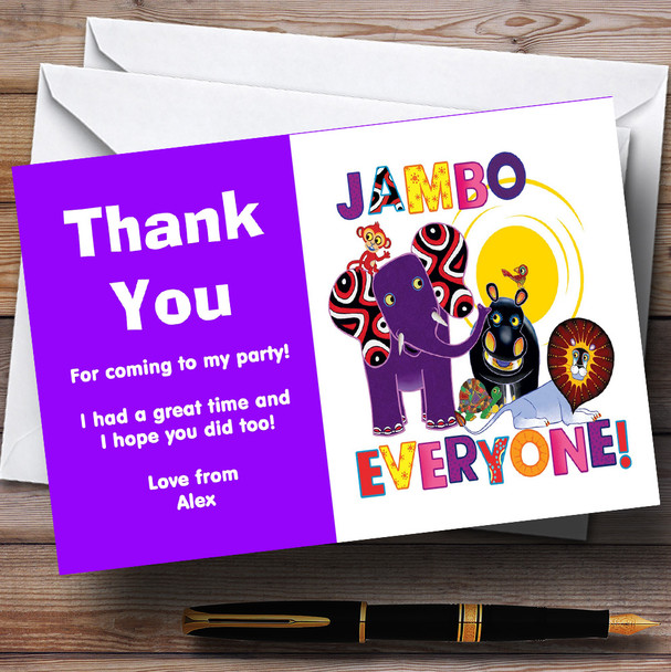 Tinga Tinga Tales Personalised Children's Birthday Party Thank You Cards