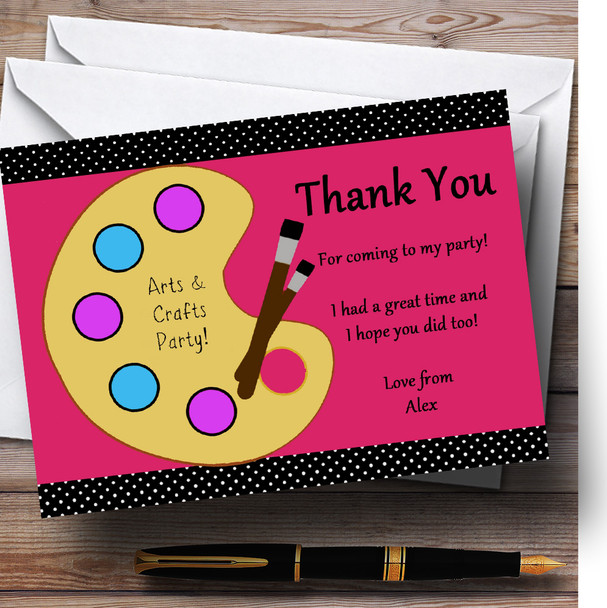 Arts And Crafts Painting Party Thank You Cards Personalised Birthday Party Thank You Cards
