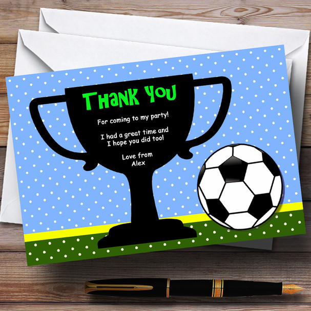 Football And Trophy Personalised Birthday Party Thank You Cards