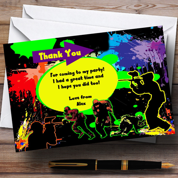 Paintball Laser Tag Personalised Birthday Party Thank You Cards