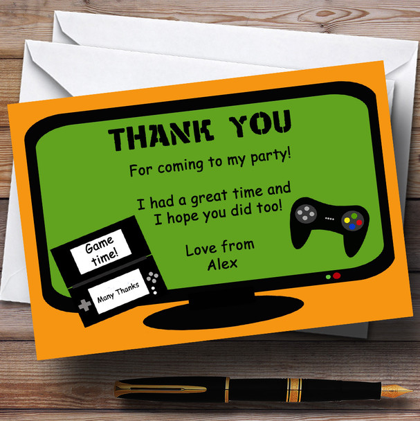 Computer Video Console Games Personalised Birthday Party Thank You Cards